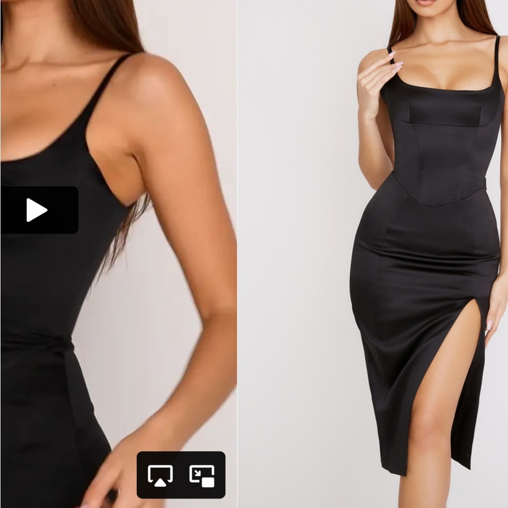 House of CB Black Satin Prom Dress